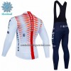 Set Fietsshirt Lange Mouw + Lange Koersbroek 2022 INEOS Grenadiers Winter Thermal Fleece Wit Rood